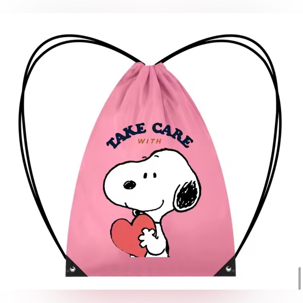 Pink Snoopy Kids Drawstring Bag